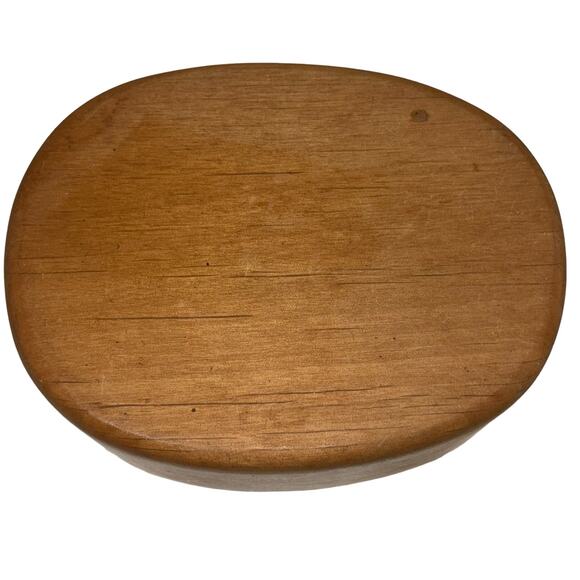 Wooden Covered Trinket Box Sliding Cover Oval - Picture 8 of 9